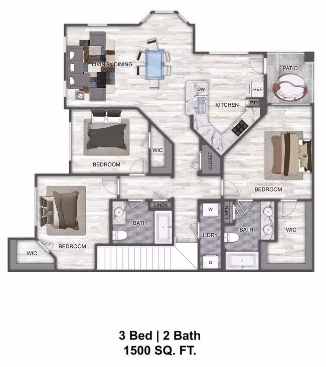 3 Beds • 2 Bath 2721 floor plan